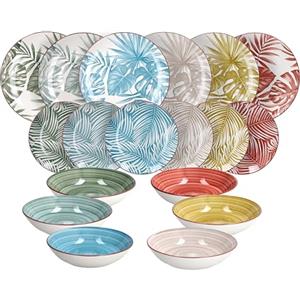 Tognana Exotic, Servizio piatti 18 pezzi per 6 persone, Porcellana, Multicolor