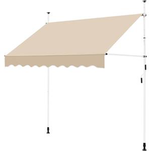 Yaheetech Tenda da Sole per Balcone Esterno Veranda a Bracci Estensibili con Manovella Regolabile Telo Avvolgibile Retrattile Resistente ai Raggi UV Telaio Telescopico Senza Forare 250 x 120 cm Beige