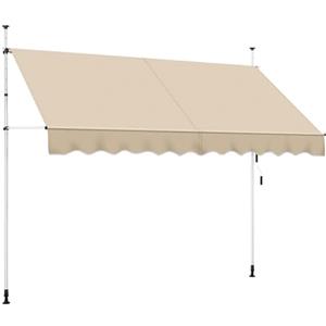 Yaheetech Tenda da Sole per Balcone Esterno Veranda a Bracci Estensibili con Manovella Regolabile Telo Avvolgibile Retrattile Resistente ai Raggi UV Telaio Telescopico Senza Forare 300 x 120 cm Beige