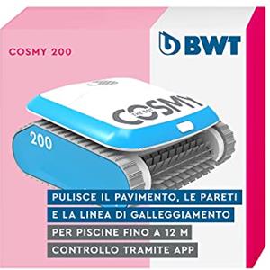BWT Robot da piscina Cosmy 200, leggero e compatto, per piscine con una lunghezza fino a 10 m, pulizia affidabile di pavimento, parete e linea di galleggiamento, con controllo tramite app…