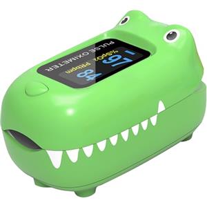 GIMA - Pulsossimetro Pediatrico Oxy 0, Misura la Saturazione di Ossigeno (Spo2) e Le Pulsazioni nei Bambini, Coccodrillo, 35057