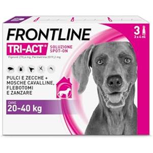 FRONTLINE Triact, 3 Pipette, Cane L (20-40Kg), Antiparassitario per Cani e Cuccioli di Lunga Durata, Protegge il Cane da Pulci, Zecche, Zanzare, Pappataci e Leishmaniosi, Antipulci 3 Pipette