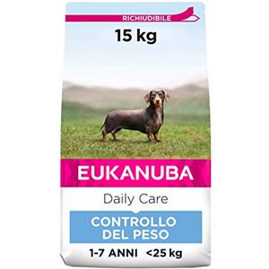 Eukanuba Daily Care Alimento Secco con Pollo Fresco per il Controllo del Peso nei Cani Adulti di Taglia Media (1-7 kg), 15 kg