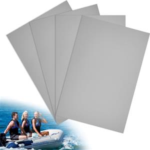 WOUMON Toppa di Riparazione in PVC, 4 Pezzi Kit di Patch di Riparazione per Kayak,Gommone,Barca,Canoa,SUP Gonfiabile (Grigio)