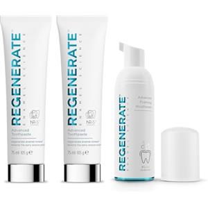 Regenerate Kit Completo Cura Dentale, 2 Dentifrici Avanzati + 1 Collutorio, Rigenera i Minerali dello Smalto, Protezione Carie, Ripristina il Bianco, Contrasta l'Erosione, Tecnologia NR-5™,Gusto Menta