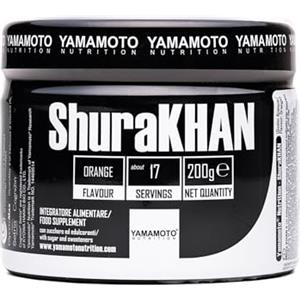YAMAMOTO NUTRITION, ShuraKHAN 200 gr, Integratore Alimentare Preworkout per Sportivi, Integratore con L-carnitina, L-Alanil-L-Glutammina, Setria e Citicolina, Gusto Arancia