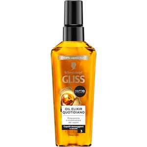 Gliss Schwarzkopf Gliss Oil Elixir Quotidiano 75ml, Olio capelli nutriente e idratante arricchito con HAPTIQ System, Siero capelli danneggiati e secchi