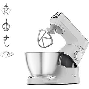 Kenwood Titanium Chef Baker KVC65.001WH, Impastatrice Planetaria con Bilancia Integrata, Frusta K, Gancio per Impastare, Frusta a Filo, Ciotola da 5 L, Potenza 1200 W, Bianco