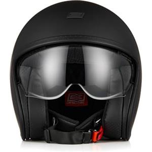 ORIGINE Casco moto Jet Casco da scooter con visiera omologata ECE 22-06(SOLID MATT BLACK,L)