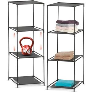 Avilia Scarpiera Salvaspazio 3 Ripiani in Stoffa - Set 2 Scaffali Modulari 34x34x98 cm - Libreria Versatile per Bagno, Cucina e Soggiorno, Leggera e Resistente per Oggetti di Uso Quotidiano, Grigio
