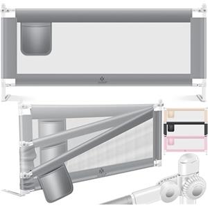 KESSER® Sponda da letto, Protezione per letto, Sponda da letto per bambini, Sponda da culla, Barriera letto per bambini, 200cm - Grigio Chiaro