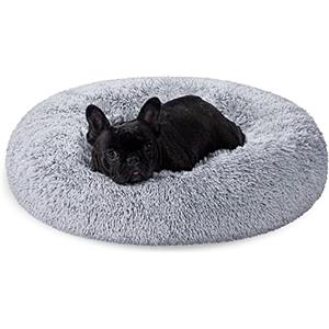 Feandrea Cuccia Cane Interno, Cuccia per Cani, Lettino per Animali Domestici a Ciambella, Cuscino Sfoderabile e Lavabile, Tappeto di Peluche, Diametro 70 cm, Grigio Ombré PGW039G01