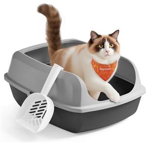 Feandrea Vassoio Lettiera per Gatti con Bordi Alti, XXL, Aperto con Paletta, per Gattini e Gatti Grandi, Grigio Ardesia PPT010GN01