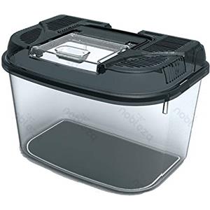 Nobleza Terrario di Plastica per Rettili,Adatto per Tartarughe Geco Lucertola Serpente Ragno,Scatola di Trasparente con Coperchio,Ventilata e Maniglia,Taglia L: L28*W18*H18cm