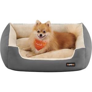 Feandrea Cuccia Cane Interno, Cuccia per Cani e Animale Domestico, Tappeto Rimovibile e Reversibile, Bordi Rialzati, Fondo Antiscivolo, M, 70 x 55 x 21 cm, Grigio Tortora e Beige Sabbia PGW003G01