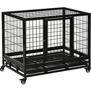 PawHut Gabbia Box per Cani Cuccioli da Interno Esterno con Rotelle 92×62×75cm