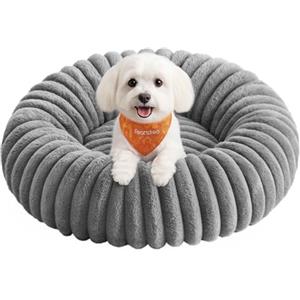 Feandrea Cuccia per Cani e Gatti di Taglia Media, Diametro di 60 cm, Lettino per Animali Domestici, Cuscino Lavabile, Tappeto Soffice, Imbottitura Morbida, Grigio Tortora PGW302GD01