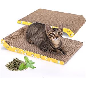 Nobleza 2 Pezzi Tiragraffi per Gatto con Canapa Naturale e Cartone Denso, Tiragraffi per Gatti Cartone Ondulato, con Sacchetto di Erba gatta in Regalo, 40 x 25cm