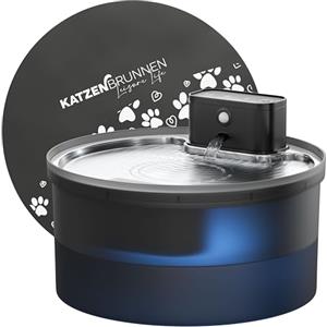 Leisure Life® | NOVITÀ | Fontanella per gatti senza fili | con ciotola in acciaio inox | Variants (Nero, Fontana + tappetino + 1 filtro)