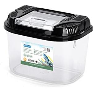 Nobleza Terrario di Plastica per Rettili,Adatto per Tartarughe Geco Lucertola Serpente Ragno,Scatola di Trasparente con Coperchio,Ventilata e Maniglia,Taglia M: L22.4*W15.3*H15.3cm