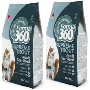 Forma 360 Crocchette per Gatti Sterilizzati alla Trota Senza Cereali - Supreme Trout Adult - Forma360 - 3 Kg (2 confezioni da 1,5 Kg)