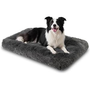 Nobleza Cuscino per Cani Taglia Grande, Cuccia Cane Interno, Cuccia Morbida in Peluche per Cani, Base Antiscivolo, Supporto Ottimale e Lavabile, 92x60x10cm, Grigio Scuro