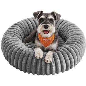 Feandrea Cuccia per Cani e Gatti di Taglia Grande, Diametro di 70 cm, Lettino per Animali Domestici, Cuscino Lavabile, Tappeto Soffice, Imbottitura Morbida, Grigio Tortora PGW303GD01