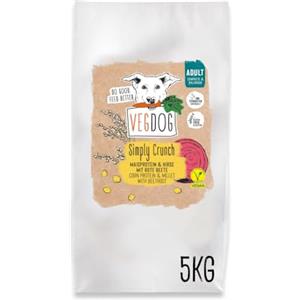 VEGDOG Simply Crunch Crocchette Ipoallergeniche (5 kg) | Cani Adulti | Senza Glutine e Soia | Alimento Completo per Allergie con Proteine di Mais