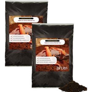 AGRI-CULTURA ® | Fibra di Cocco per Rettili【2 x 20 Litri】| Substrato Naturale Ideale per Terrario per Tartarughe di Terra, Rettili, Anfibi, Invertebrati | Alta capacità Assorbente.