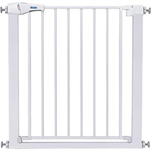 Nobleza - Cancelletto di Sicurezza per Bambini e Cani per Scale e Porte, Barriera di Sicurezza Estensibile 75-82 cm, Chiusura Automatica e Magnetica Denza necessità di Trapano, Altezza 76 cm, Bianco