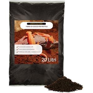 AGRI-CULTURA ® | Fibra di Cocco per Rettili 【20 Litri】 | Substrato Naturale Ideale per Terrario per Tartarughe di Terra, Rettili, Anfibi, Invertebrati | Alta capacità Assorbente.