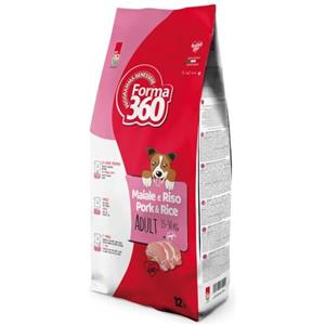 Forma 360 Crocchette Cane Maiale e Riso Monoproteiche - Alta Digeribilità per Cani Sensibili - Taglia Media e Grande - Forma360 - 12 kg
