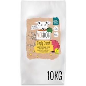 VEGDOG Simply Crunch Crocchette Ipoallergeniche (10 kg) | Cani Adulti | Senza Glutine e Soia | Alimento Completo per Allergie con Proteine di Mais