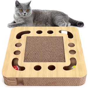 Nobleza Tiragraffi per Gatti con Erba Gatta, Giochi Interattivi di Cartone con 2 Palla Campana, Cartone Ondulato