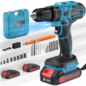 ENRIPRT Trapano Avvitatore Batteria 21V, 45Nm Max Avvitatore Batteria con 2 Batterie 2.0Ah, 25+3 Impostazione Coppia,2 Velocità,LED Luce, Avvitatore Elettrico per Riparazione, Fai da te