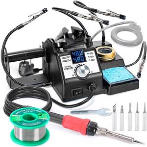 YIHUA 926LED-IV 110 W EVO Stazione di saldatura 90~480 ° C Kit di saldatura con 4 mani che aiutano 1 lente di ingrandimento con luci a LED 5 punte di saldatura extra filo di saldatura 50 g