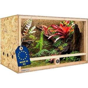 ITA Terrario in Legno 120x60x60 cm con Ventilazione Laterale e igrometro Integrato - Terrario in Legno OSB-3 - per rettili, Serpenti, Anfibi - Prodotto UE, Certificato FSC