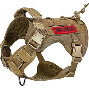 OneTigris Fire Watcher - Pettorina tattica per cani, con 1 manici e 2 anelli a D 1000D in nylon (XS, marrone)