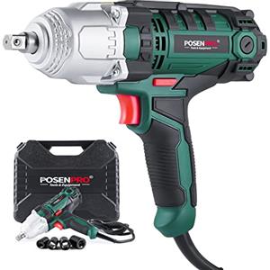POSENPRO Avvitatore a impulsi 550 W, Avvitatori a Massa Battente, Coppia massima 500N.m, Fornito in una scatola con 4 prese (17, 19, 21 e 22 mm)