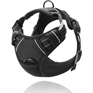 Nobleza - Pettorina Cane Taglia Grande, Pettorina Cane Regolabile con 2 Ganci in Metallo, Pettorine per Gilet Anti-Tiro per Cani, Imbracatura Riflettente Morbida, Nero(L)