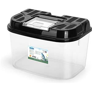 Nobleza Terrario di Plastica per Rettili,Adatto per Tartarughe Geco Lucertola Serpente Ragno,Scatola di Trasparente con Coperchio,Ventilata e Maniglia,Taglia XL:34.8 x 22.1 x 21.6cm