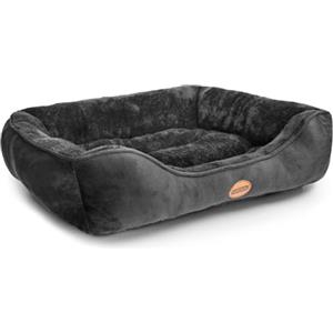 Nobleza Letto per cani di taglia media e piccola, lavabile, antiscivolo, con imbottitura in fibre super morbide, nero, L, 77 x 67 cm