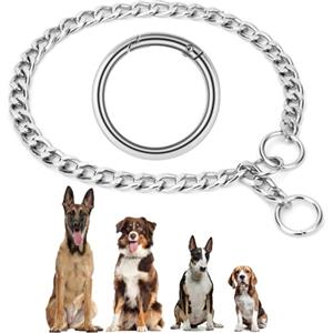 AUAUY Collare Catena Cane Regolabile, Robusto e Resistente Collare Strozzo Metallo, Collare per Cani Acciaio Ferro, Collari per Cane Grandi Media per Allenamento e Controllo Sicurezza (60cm, 3,5mm)