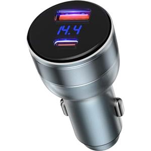 TOPWE Caricatore Auto, 95W Accendisigari USB [USB-C 65W+USB-A 30W] per presa USB 12V/24V, Ricarica Rapida PD3.0 Caricatore Auto USB C per iPhone 17 16 15, Samsung Galaxy S25 S24, iPad Pro/Air