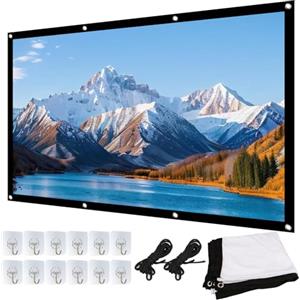 PetGlimmer Telo per Proiettore 16:9 HD Portatile da Esterno,Antipiega Alta Risoluzione, Bianco Telo per Videoproiettore, Projector Screen,Pannello per Schermo Proiettore Tenda per Home Cinema, Scuola