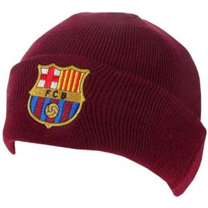 Hy-PRO Berretto Invernale con Licenza Ufficiale Barcellona, Caldo e Confortevole, per Tifosi di Calcio, Cappello Rosso Accogliente con Logo della Squadra