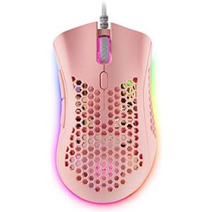 Mars Gaming MMEX, Mouse Gaming Premium 32000 DPI, Sensore PixArt 3389PRO, Switch Ottici Ultra Veloci, Design Hive Ultralight 75g, RGB Chroma, 7 Pulsanti, Software, Rosa