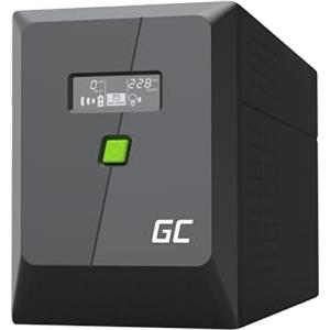 Green Cell PowerProof Gruppo di continuità UPS 2000VA/1200W con display LCD, onda sinusoidale modificata, protezione sovratensioni, alimentazione di emergenza, USB/RJ45, 4 prese Schuko + IEC