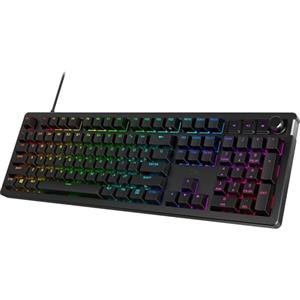 HyperX Alloy Rise, Tastiera Meccanica da Gaming Cablata, Illuminazione RGB, Telaio in Policarbonato, 80 Milioni di Pressioni Garantite, Cavo USB-C, 10 Dispositivi Collegabili, Layout Inglese, Nera