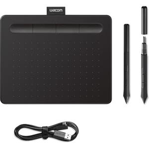 Wacom Intuos Small Tavoletta Grafica - Tablet con Penna per Disegno e Fotoritocco con Penna Sensibile alla Pressione, Nero - Ideale per Lavoro da Casa ed E-Learning